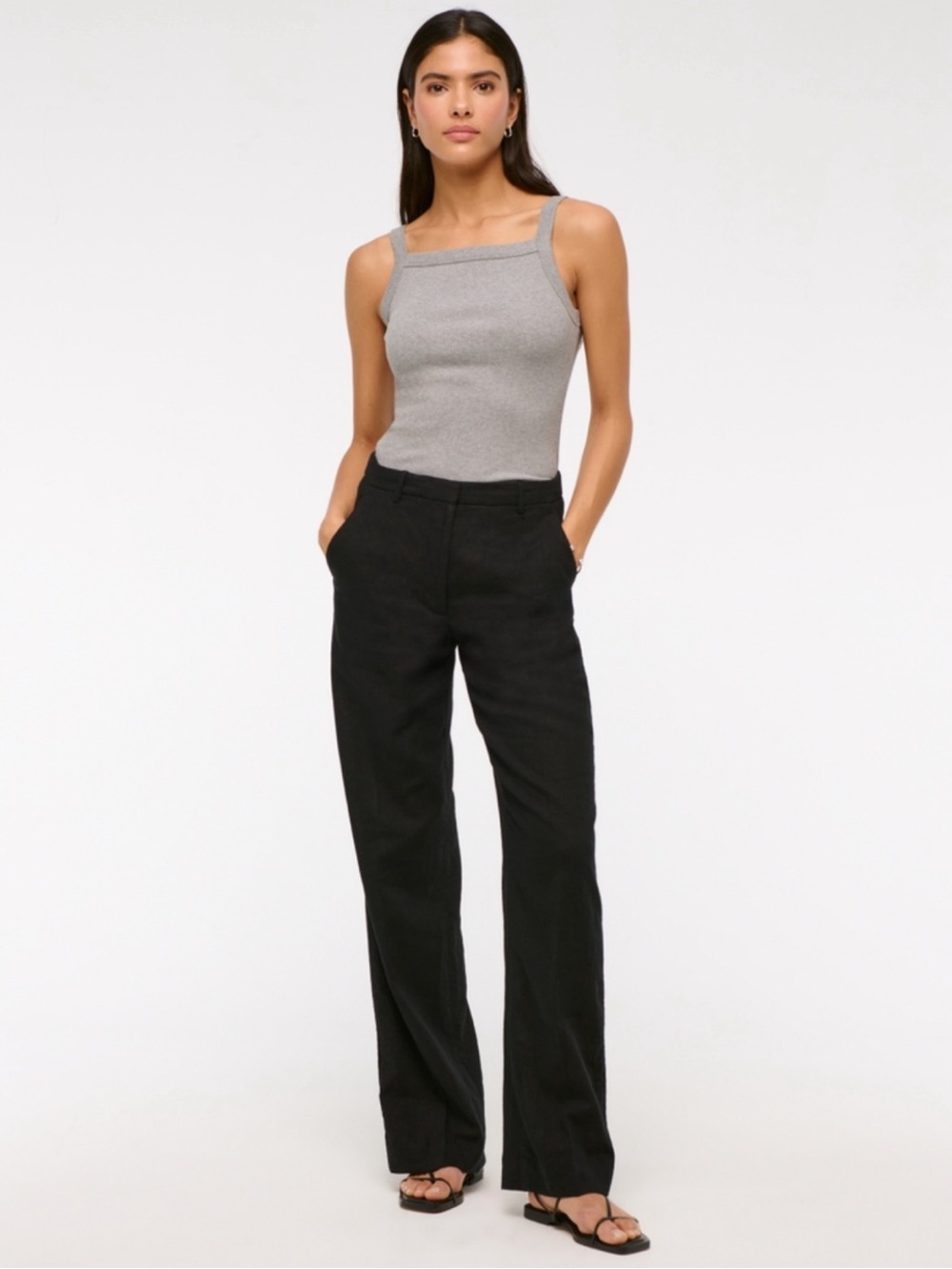 NWT A&F Ribbed Square-Neck Tank Top Gray